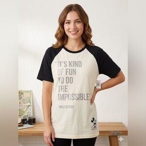 Walt Disney Quote Raglan Tee in Cream & Navy